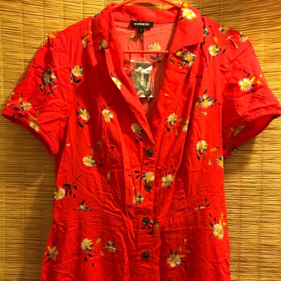 Express Floral Button Front Dress (NWT) - Picture 2 of 3